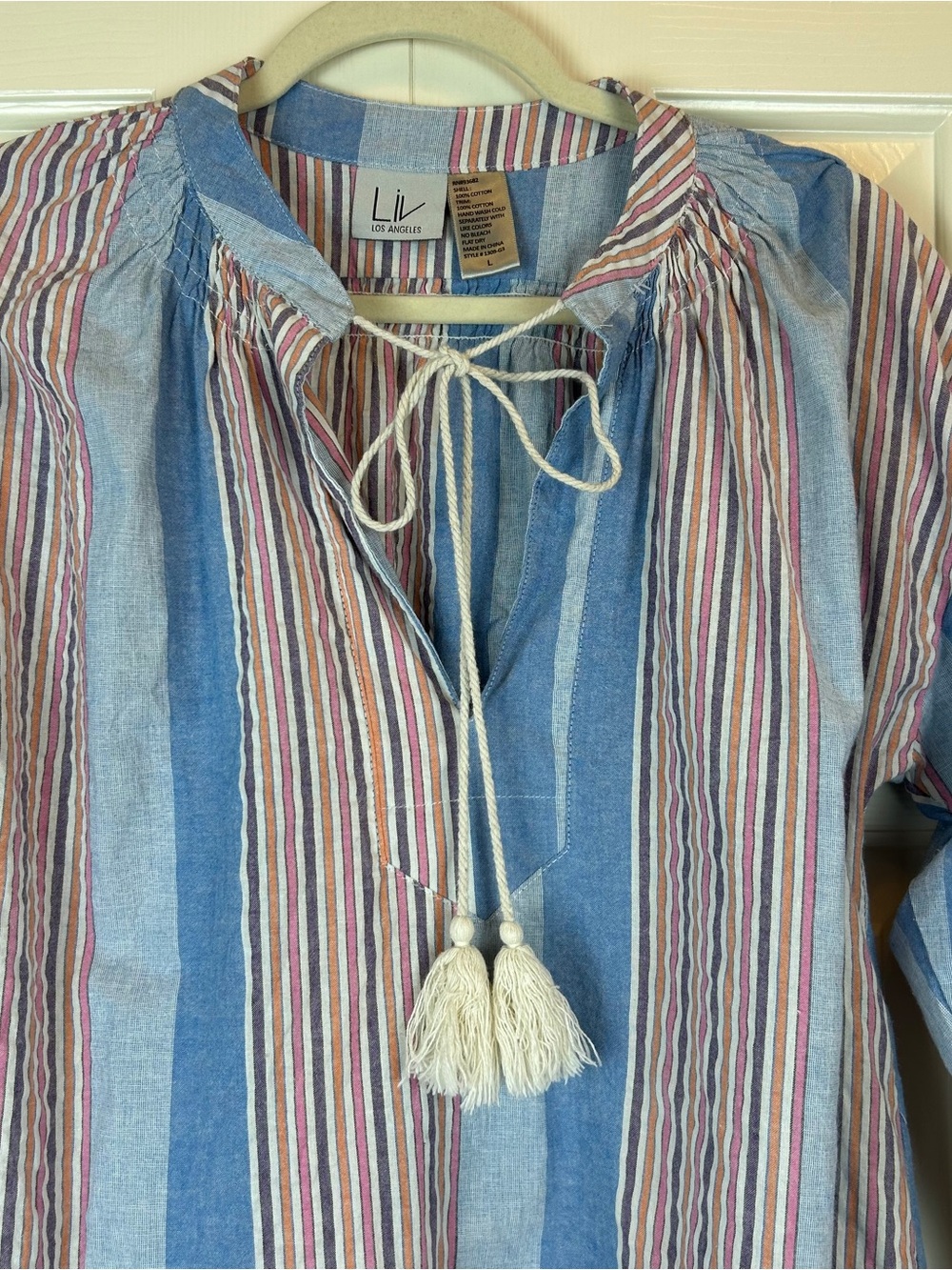 Liv Los Angeles Striped Cotton Tunic Top - Picture 2 of 13